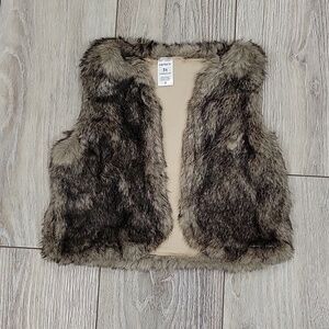 Carter's Little Girl Size 3T Brown Faux Fur Vest